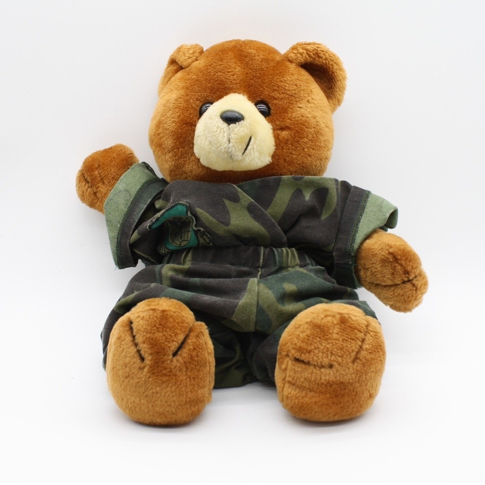 Vintage 1991 Liberty Toy Military Airlift Command Teddy Bear Camo Uniform 18"